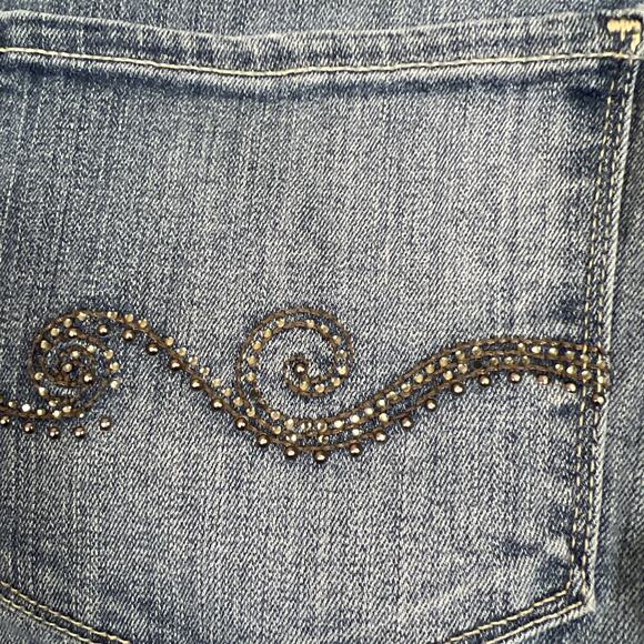 NYDJ Jeans Size 8 Blue Skinny Ankle Lift Tuck Tech Bling Embroidered Pockets - Picture 5 of 12